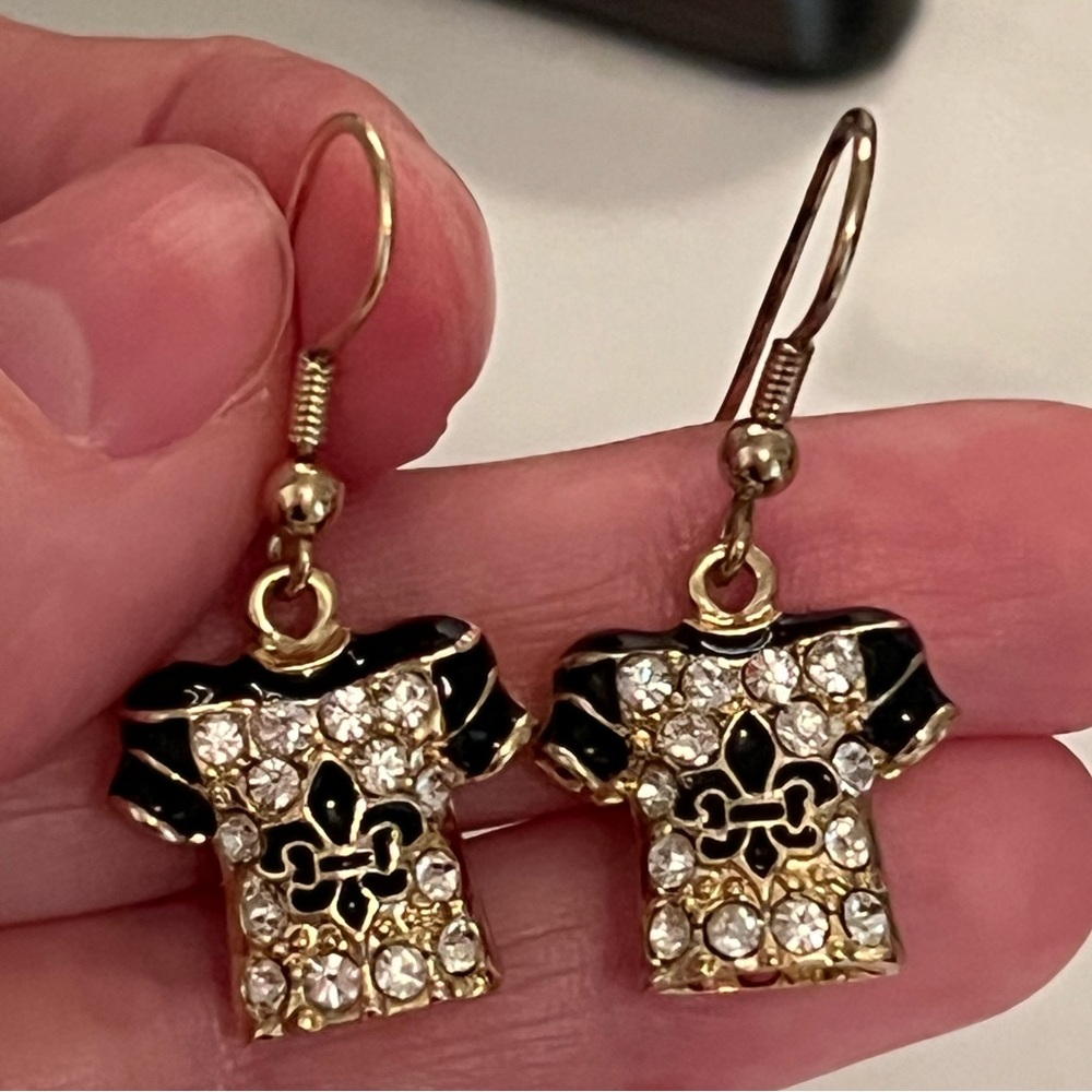 New Orleans Saints Fleur De Lis Football Jersey Earrings